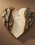 Deko Herz mit Baumrinde "Namen & Kalender personalisiert"