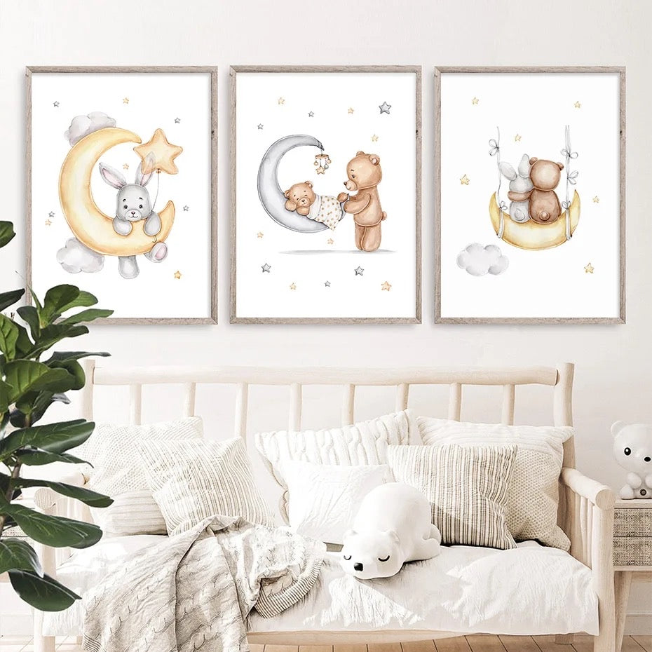 Kinderzimmer Bilder Bär und Hase personalisiert