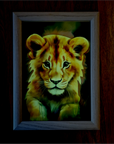 Aquarell Bilderrahmen Löwe mit Leuchteffekt – personalisiert | Kindergeschenk.ch