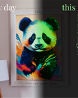 Pandabär Traumbild im Rahmen – personalisiert mit Glow-Magie