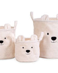 Teddy Aufbewahrungskorb 3er-Set – personalisierbar & kuschelweich "altweiss"