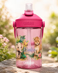 Personalisierbare Safarifreunde CamelBak Kinder Trinkflasche Pink personalisiert mit namen– BPA-frei, auslaufsicher und ideal für Kindergarten, Schule und Ausflüge."