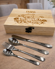 besteckset personalisiert in holzbox
