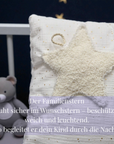🌙 Wunschstern-Kissen mit Glow-Mond – Personalisierbar mit Namen & Sternzeichen