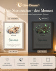 personalisierter sternzeichen stier bilderrahmen mit leuchtender sternkarte tag nacht vergleich kinderzimmer geschenk