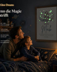 Glow Dreams Sternzeichen Zwillinge – personalisiertes Traumbild im Bilderrahmen mit leuchtender Sternkarte
