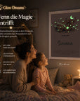 Glow Dreams Sternzeichen Löwe – personalisiertes Traumbild im Bilderrahmen mit leuchtender Sternkarte