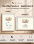 Glow Dreams Sternzeichen Löwe – personalisiertes Traumbild im Bilderrahmen mit leuchtender Sternkarte