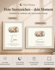 Glow Dreams Sternzeichen Steinbock– personalisiertes Traumbild im Bilderrahmen mit leuchtender Sternkarte