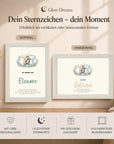 Glow Dreams Sternzeichen Wassermann– personalisiertes Traumbild im Bilderrahmen mit leuchtender Sternkarte