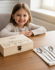 wunderschönes Kinderbesteck mit edler Holzbox alles personalisierbar