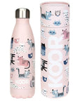 Rosa Koor Trinkflasche Gatti 500ml personalisierbar mit Namen in Verpackung