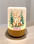 LED Touch nachtlicht lampe mit süssem Reh und Fuchs im Wald bedruckt mit namen personalisierbar
