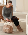 Wickelrucksack Cord in braun mit veganem Leder