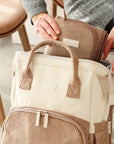 Wickelrucksack Cord in braun mit veganem Leder