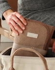 Wickelrucksack Cord in braun mit veganem Leder