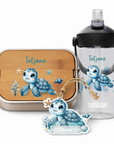 Schulstart Set Schildkröte personalisiert mit Lunchbox, Trinkflasche & Schlüsselanhänger