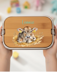 Lunchbox Edelstahl mit Holzbrett Brown Swiss & Namen personalisiert