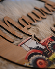 Namensschild Traktor Grün aus Holz personalisiert mit Name
