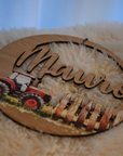 Namensschild Traktor aus Holz personalisiert mit Name