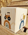 Holzspardose Fahrzeuge auf Regenbogen