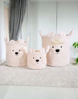 Teddy Aufbewahrungskorb 3er-Set – personalisierbar & kuschelweich "altweiss"