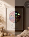 glow dreams sternzeichen waage bilderrahmen mit rosafarbenem aquarellkreis kraftfarbe tag nacht vergleich personalisiert