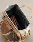 Wickelrucksack Cord in braun mit veganem Leder