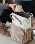 Wickelrucksack Cord in braun mit veganem Leder