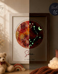 glow dreams sternzeichen widder bilderrahmen mit rotem aquarellkreis kraftfarbe tag nacht vergleich personalisiert