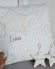 Familien - Kissen mit Wunschstern 65 x 65cm – personalisiert mit Sternzeichen & Namen