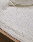 Nuschi aus Musselin, Weiss mit Goldpunkten