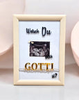 Bilderrahmen mit Untraschallbild und Schriftzug “Wetsch du mis Gotti si?“ als Geschenk für zukünftige Gottis.