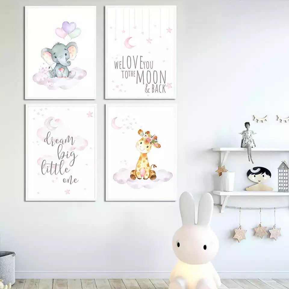 Kinderzimmer Bilder Tier Zeichnungen mit Zitat