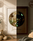 glow dreams sternzeichen jungfrau bilderrahmen mit olivgrünem aquarellkreis kraftfarbe tag nacht vergleich personalisiert