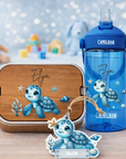 Schulstart Set Schildkröte personalisiert mit Lunchbox, Trinkflasche & Schlüsselanhänger