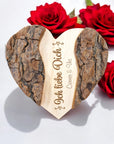 Deko Herz mit Baumrinde "Ich liebe Dich" personalisierbar