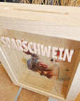 Sparkasse Holzbilderrahmen Sparschwein
