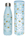 Hellblaue Koor Trinkflasche Api 500ml personalisierbar mit Namen in Verpackung