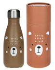 Braune Koor Trinkflasche Orsetto 260ml personalisierbar mit Namen in Verpackung