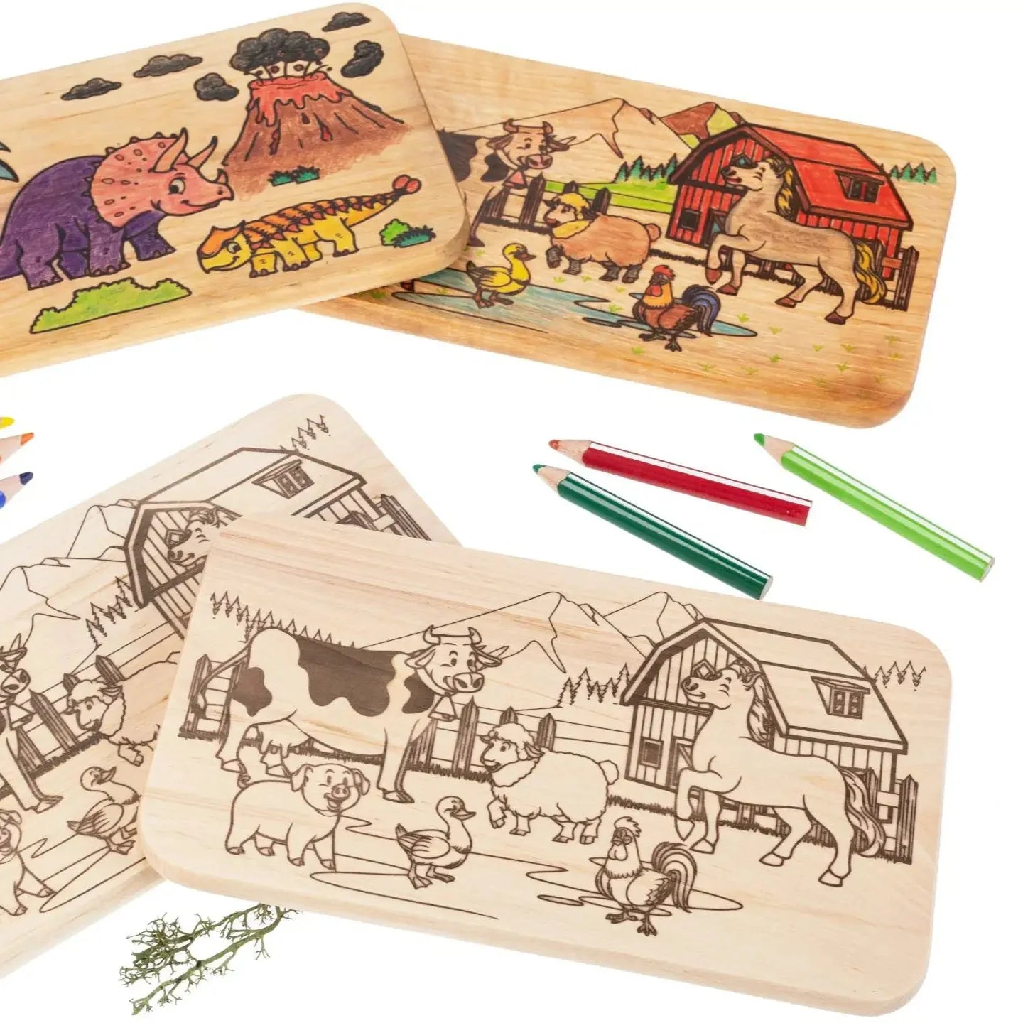 Ausmalbares Frühstücksbrett aus FSC-Holz mit Motiven