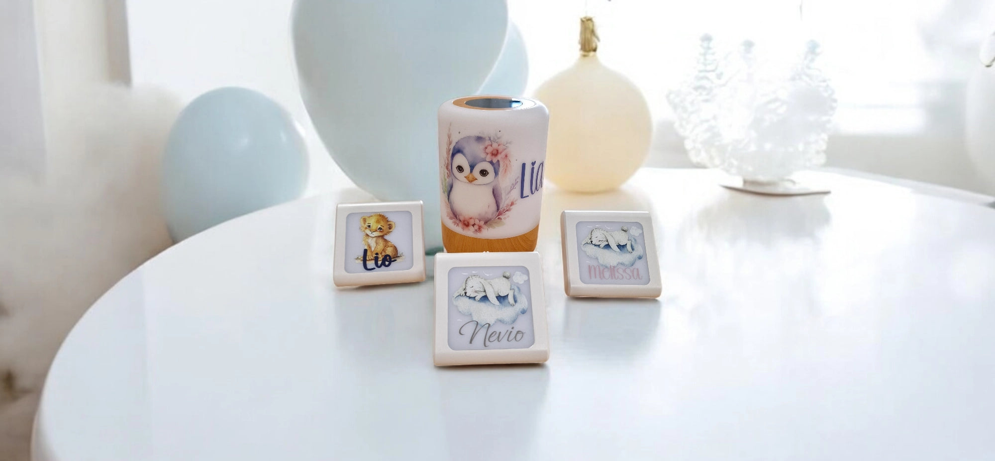 steckdosen und led touch nachtlichter bedruckt mit hübschen kinder motiven und namen personaliseirt