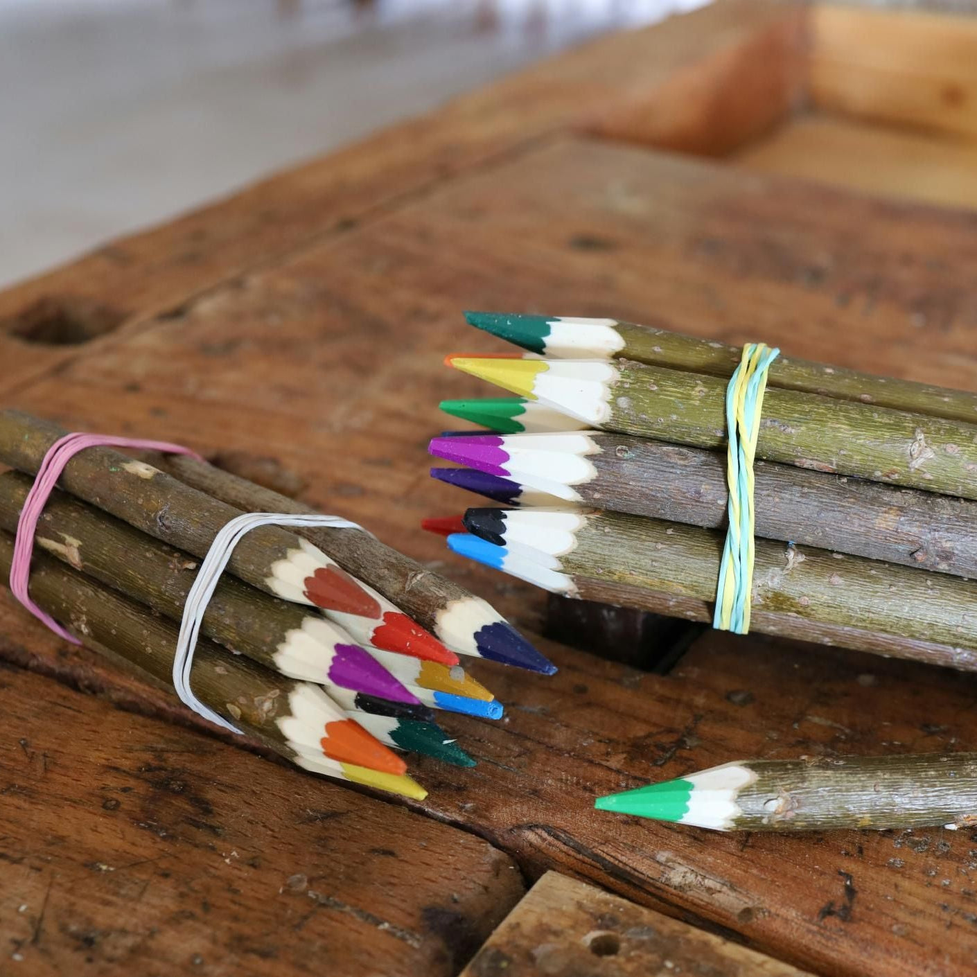 12er set holz buntstifte mit rinde personalisiert