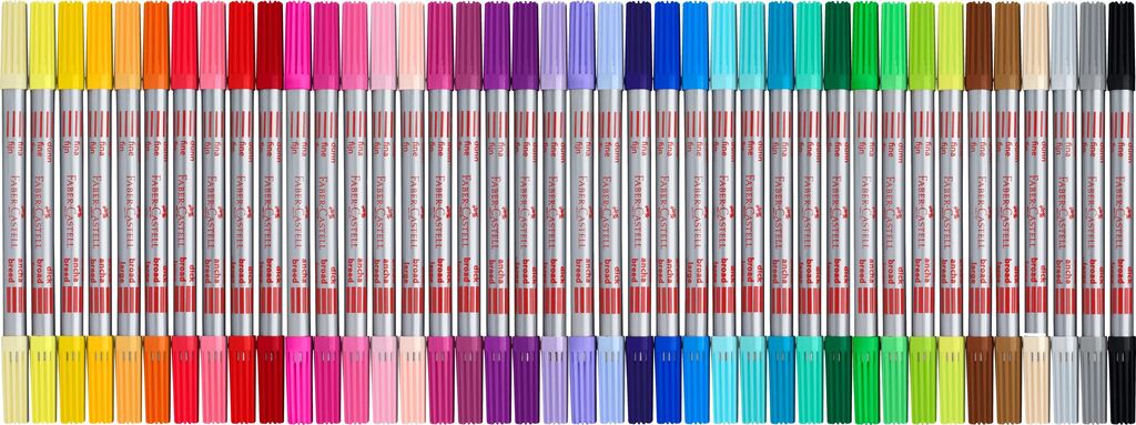 Faber-Castell Double Fibre-Tip Marker in 40 leuchtenden Farben für Schule und Hobby