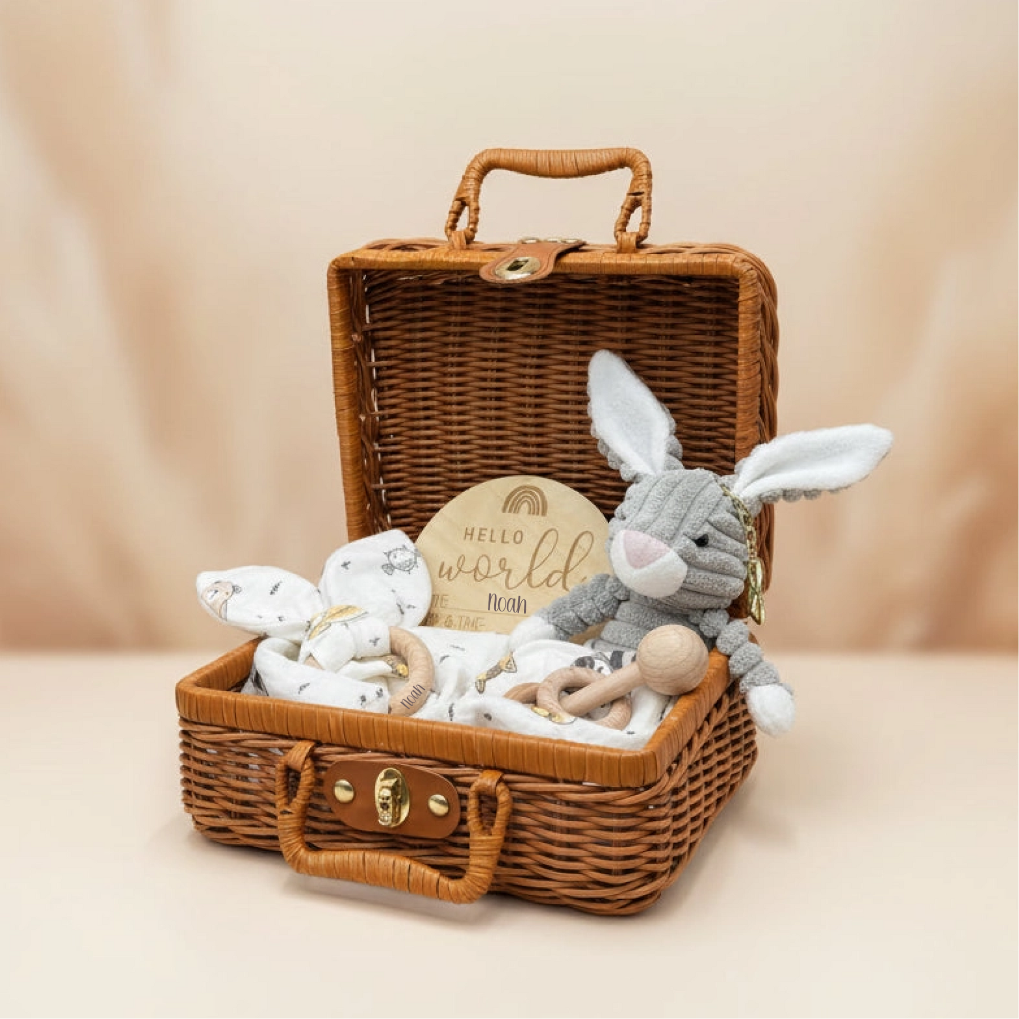 geschenkset rattan im korb Waldtiere