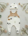 Baby-Strampler Set Panda handgenäht und personalisiert