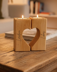 teelichthalter herz personalisierbar holz erle