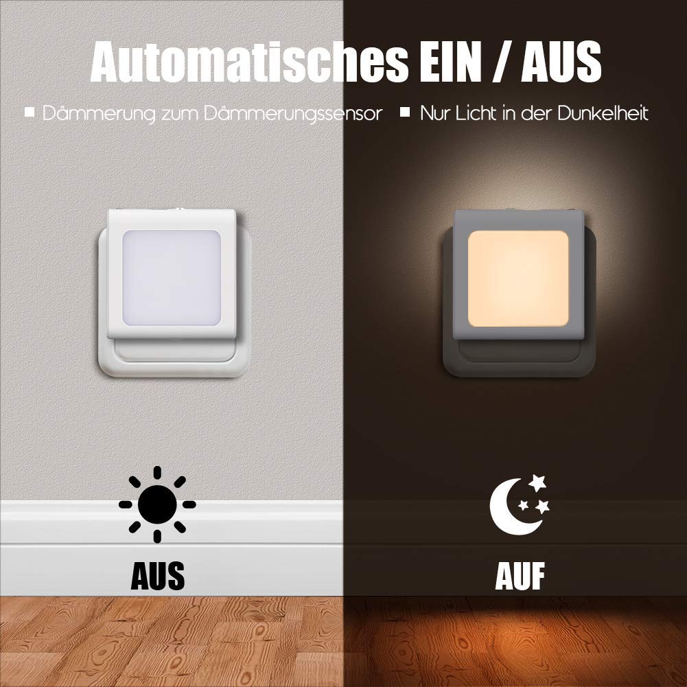 Weisses Baby Steckdosen Nachtlicht mit Dimmfunktion
