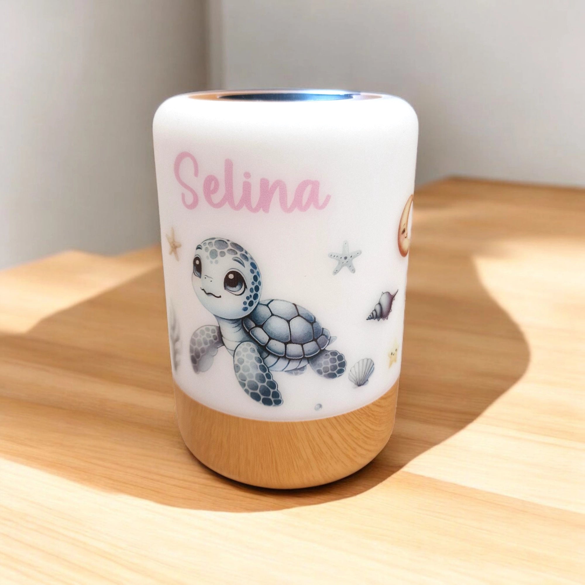 led toch kinder nachtlicht mit süssem schildkröten design und Namen personalisiert