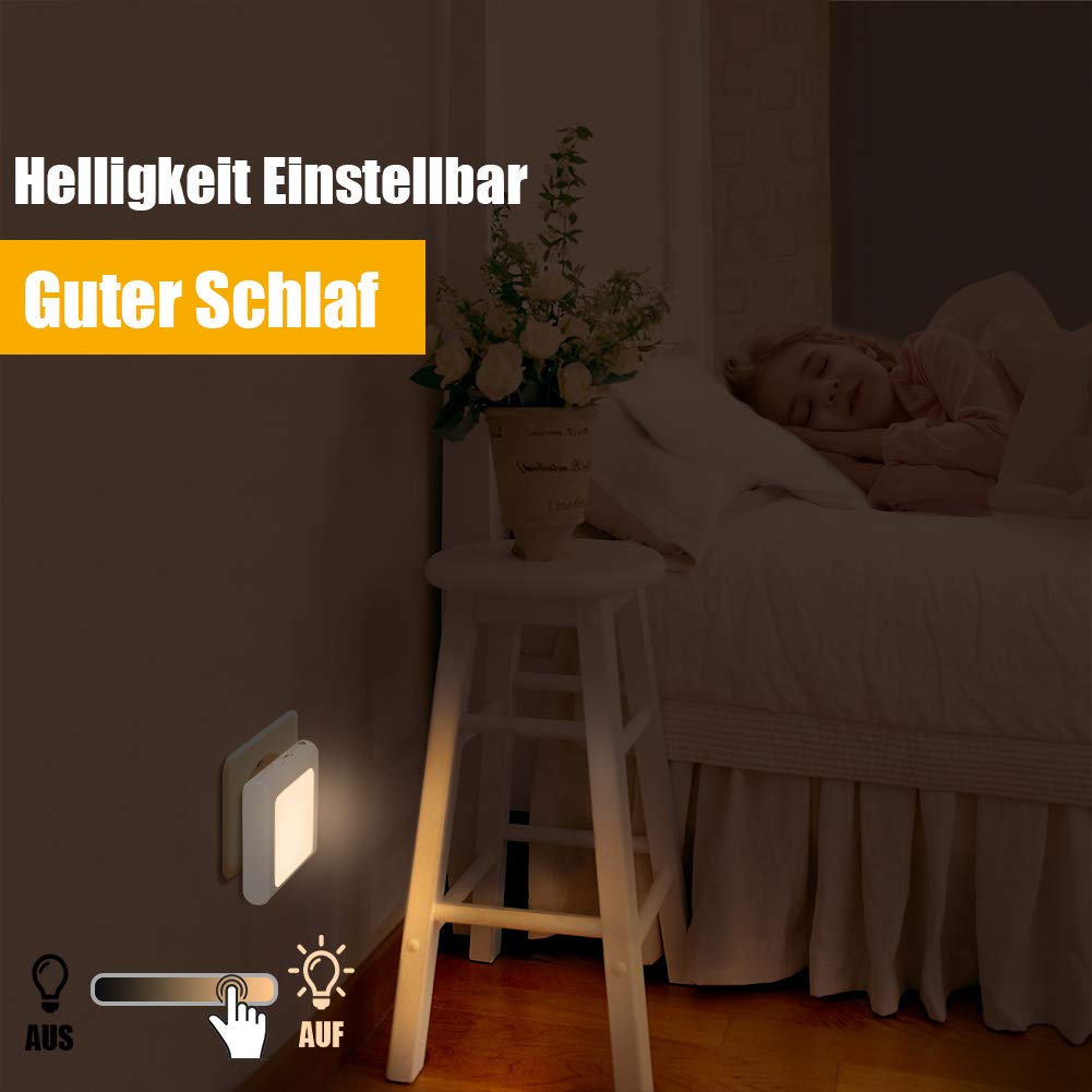 Weisses Baby Steckdosen Nachtlicht mit Dimmfunktion